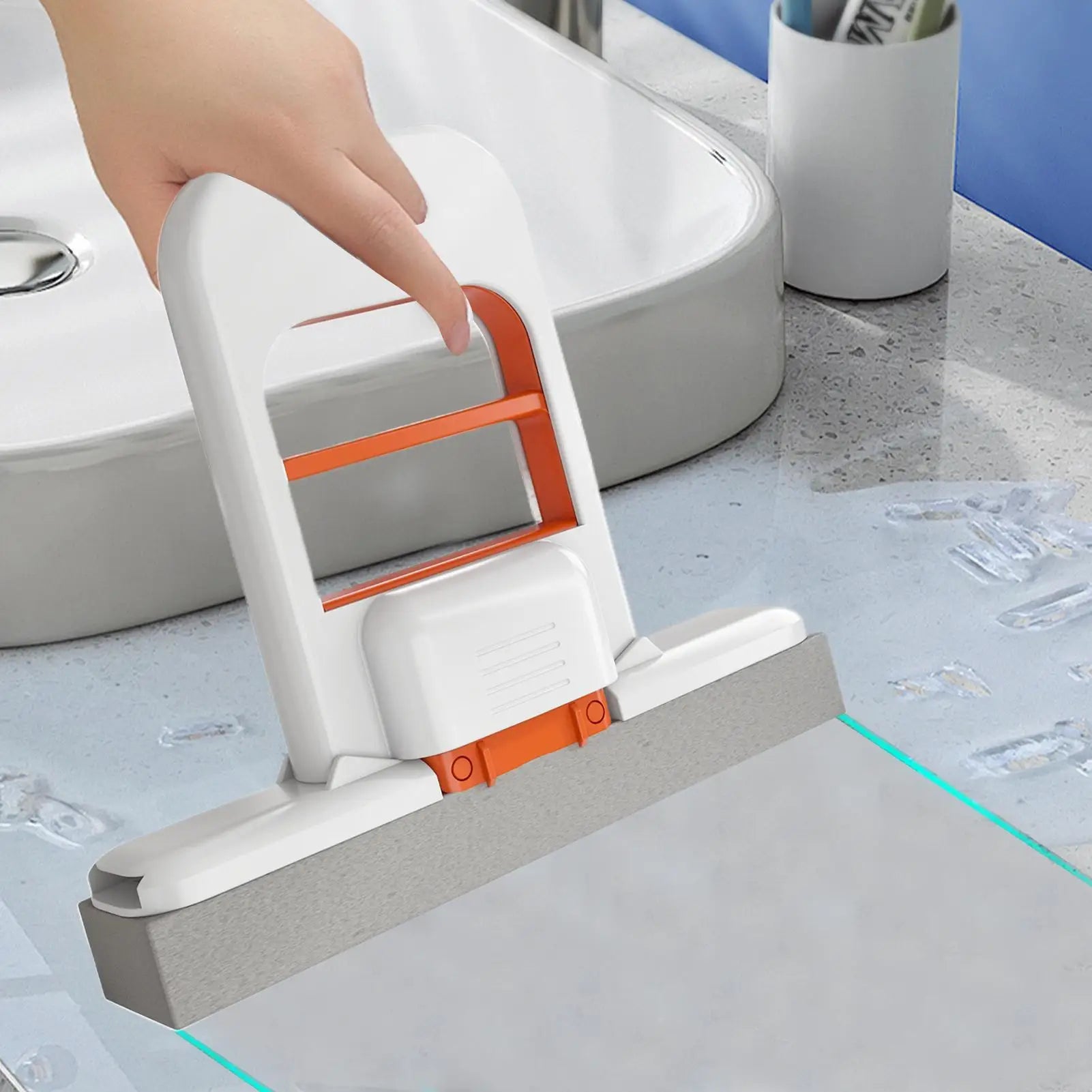 Self-Squeeze Desktop Duster Mop Hands-Free Narrow Space Mop Handheld Sponge Mops for bathroom Kitchen wet and dry cleaning