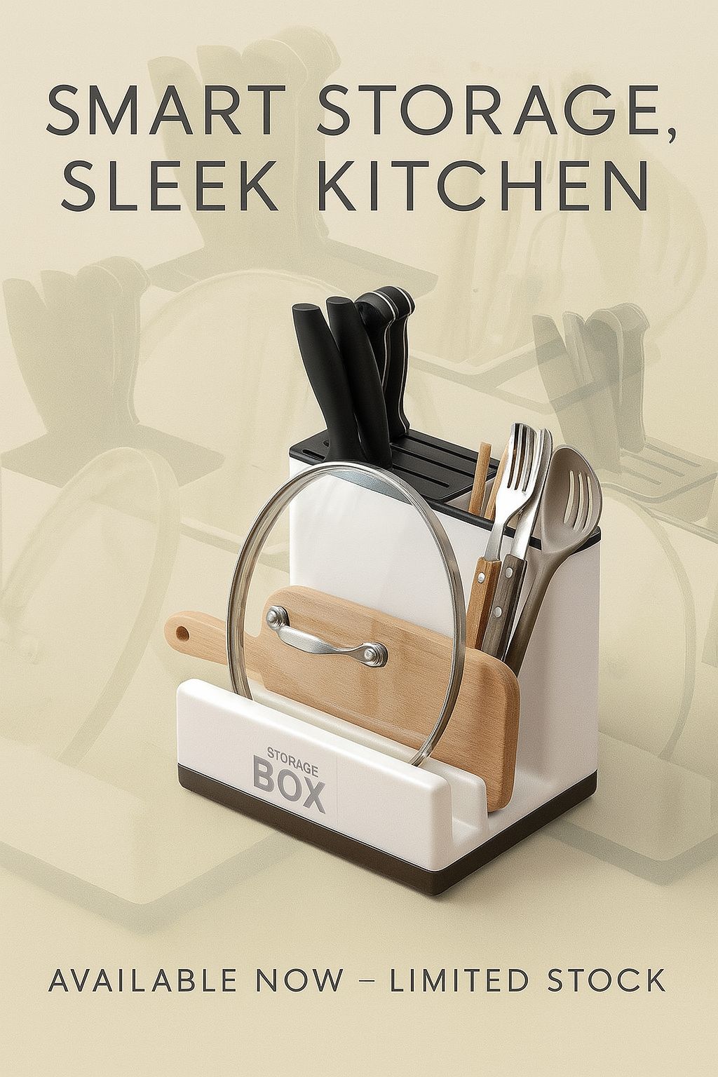 Kitchen Knife & Tableware Storage Rack – Plastic Organizer